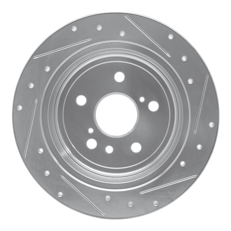 Toyota Sienna Brake Rotor (1) - Rear Left - R1 Concepts - Drilled & Slotted - Silver - `04-`10